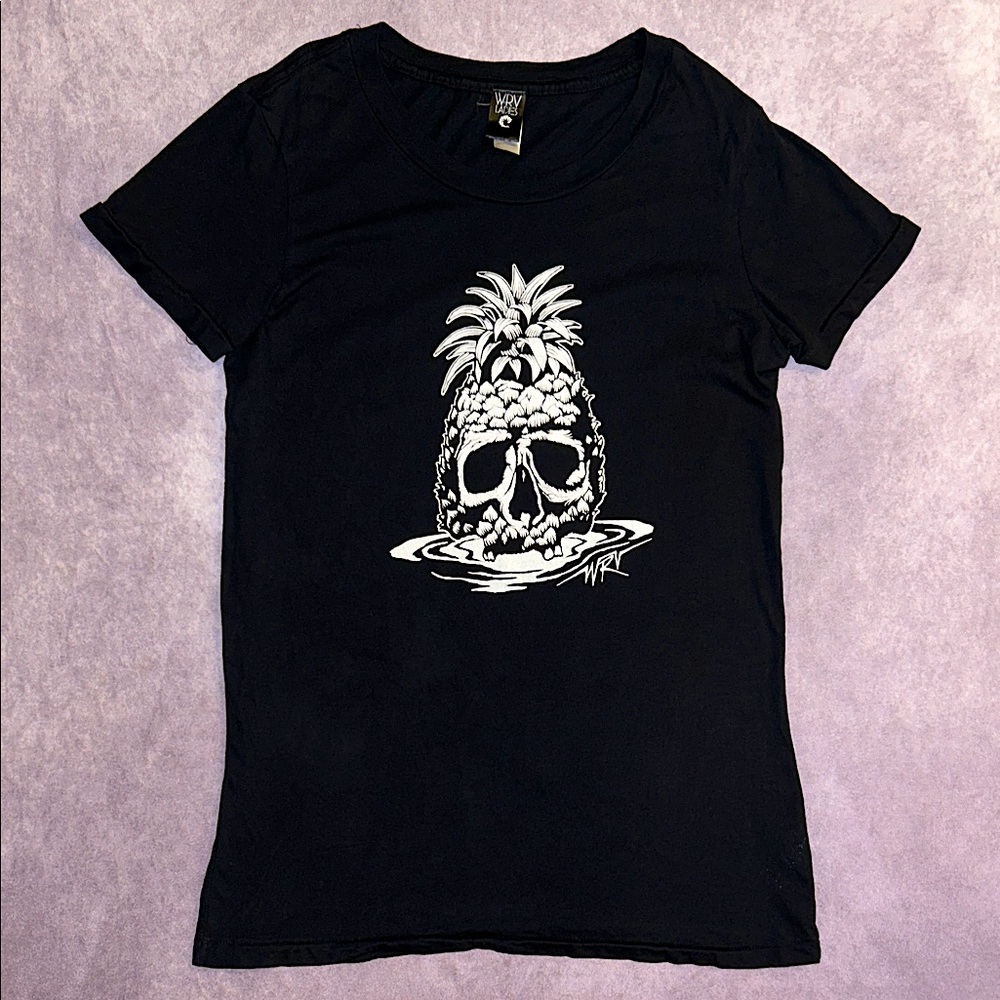 WRV Ladies Pineapple Skull Graphic Tee-Shirt